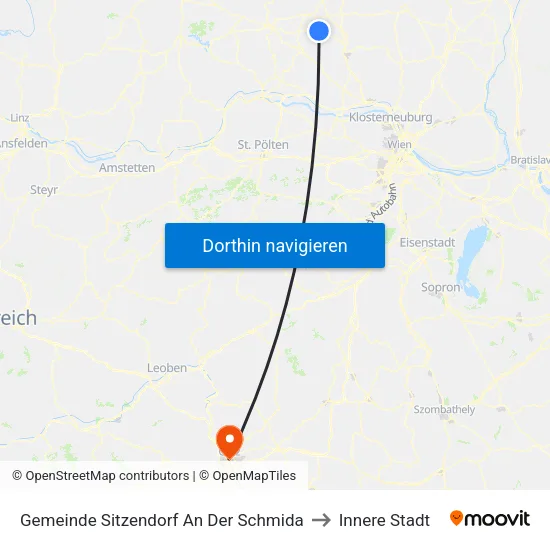 Gemeinde Sitzendorf An Der Schmida to Innere Stadt map
