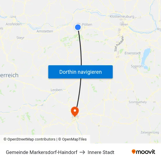 Gemeinde Markersdorf-Haindorf to Innere Stadt map