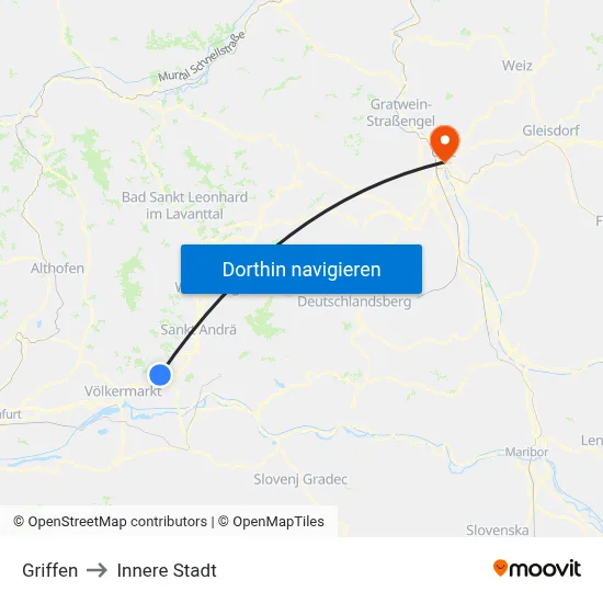 Griffen to Innere Stadt map
