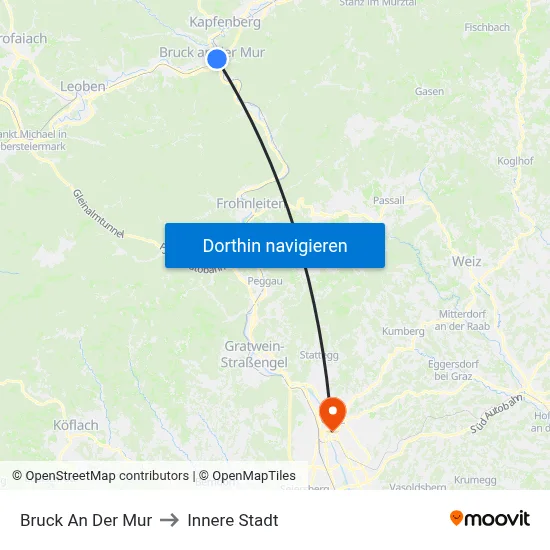 Bruck An Der Mur to Innere Stadt map