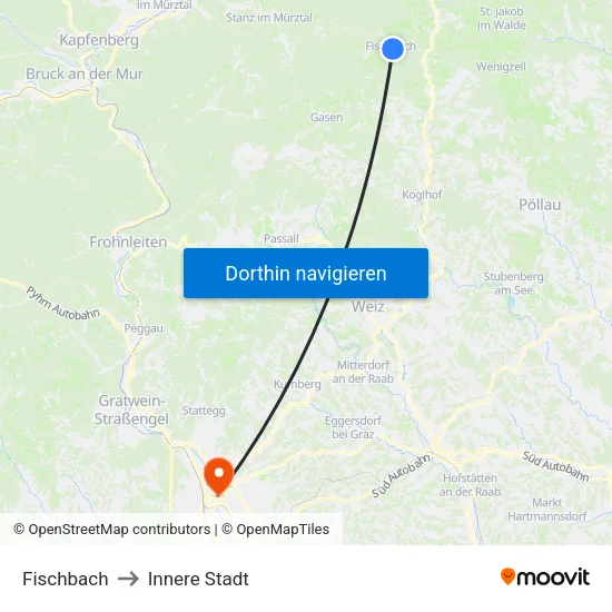 Fischbach to Innere Stadt map