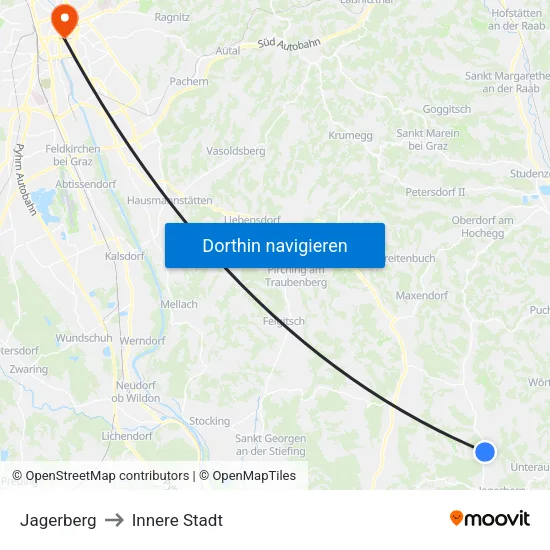 Jagerberg to Innere Stadt map