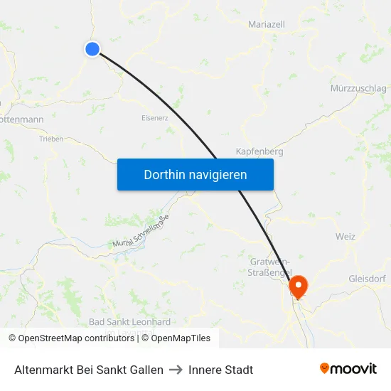 Altenmarkt Bei Sankt Gallen to Innere Stadt map