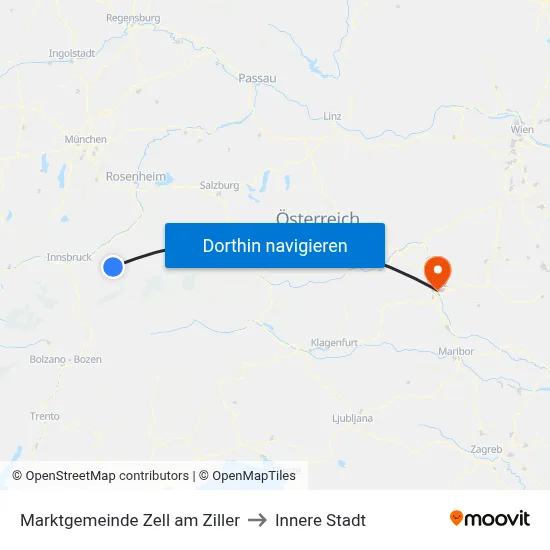 Marktgemeinde Zell am Ziller to Innere Stadt map