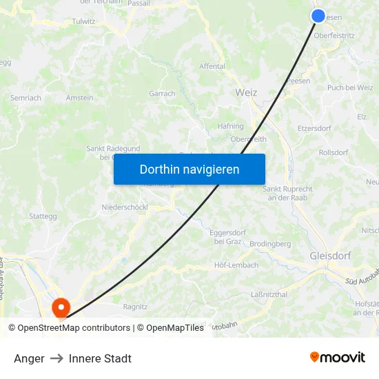 Anger to Innere Stadt map
