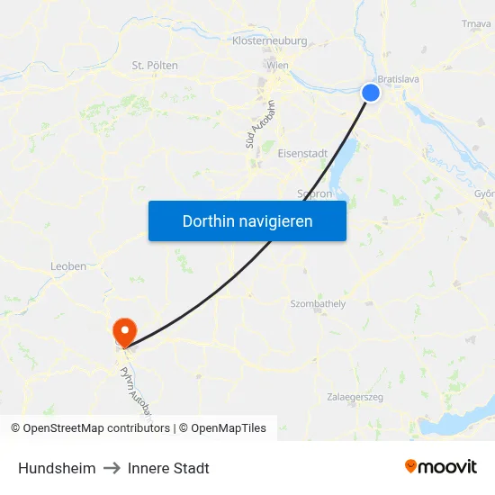 Hundsheim to Innere Stadt map