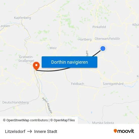 Litzelsdorf to Innere Stadt map