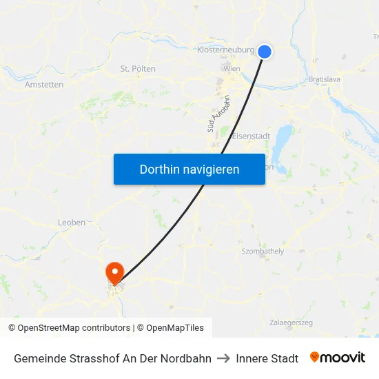Gemeinde Strasshof An Der Nordbahn to Innere Stadt map