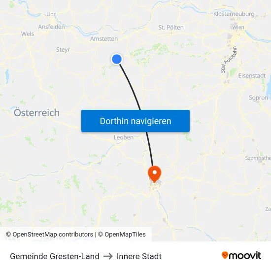 Gemeinde Gresten-Land to Innere Stadt map