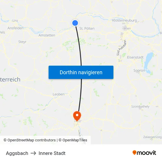 Aggsbach to Innere Stadt map