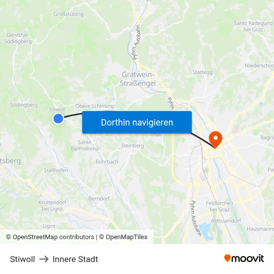 Stiwoll to Innere Stadt map