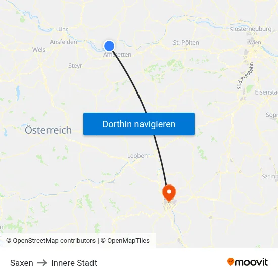 Saxen to Innere Stadt map