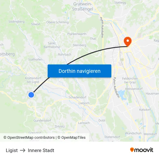 Ligist to Innere Stadt map