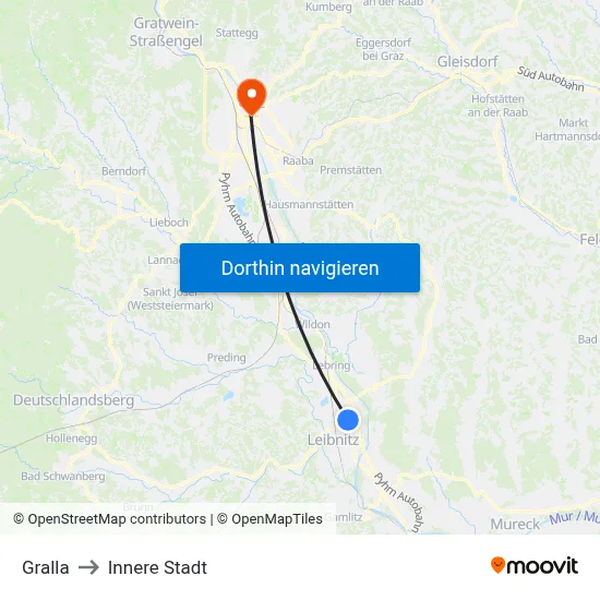 Gralla to Innere Stadt map