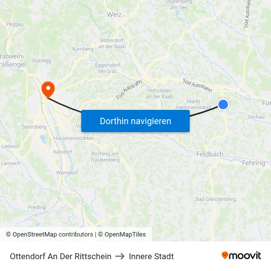 Ottendorf An Der Rittschein to Innere Stadt map