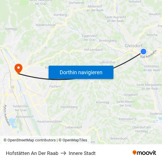 Hofstätten An Der Raab to Innere Stadt map