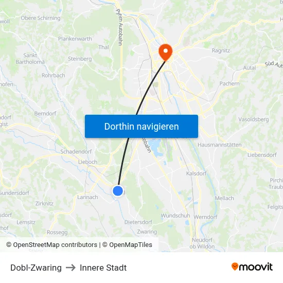 Dobl-Zwaring to Innere Stadt map