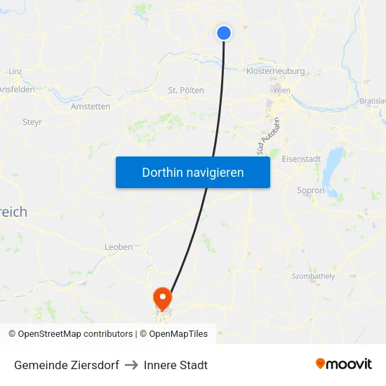 Gemeinde Ziersdorf to Innere Stadt map