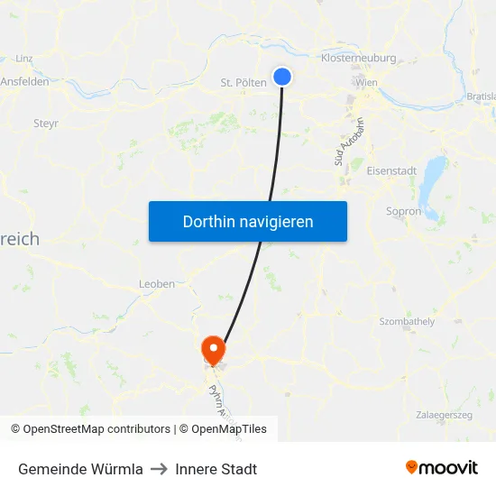 Gemeinde Würmla to Innere Stadt map