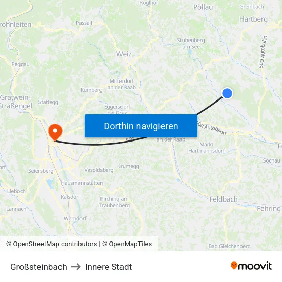 Großsteinbach to Innere Stadt map