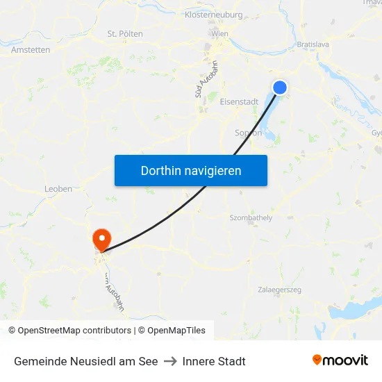 Gemeinde Neusiedl am See to Innere Stadt map