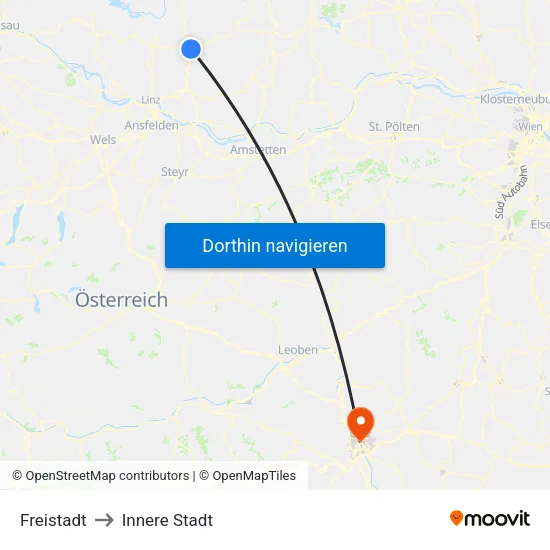 Freistadt to Innere Stadt map