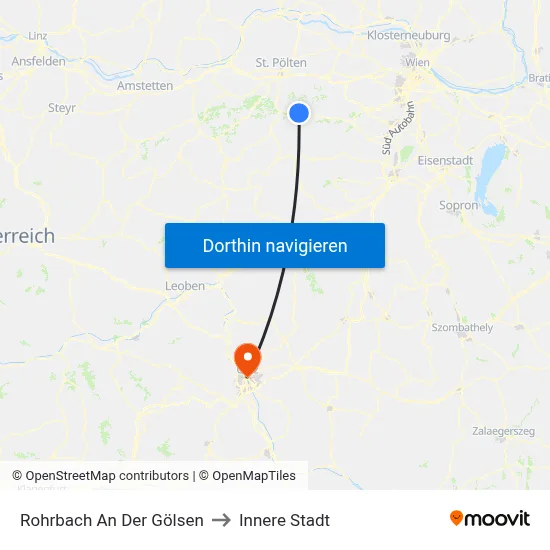 Rohrbach An Der Gölsen to Innere Stadt map