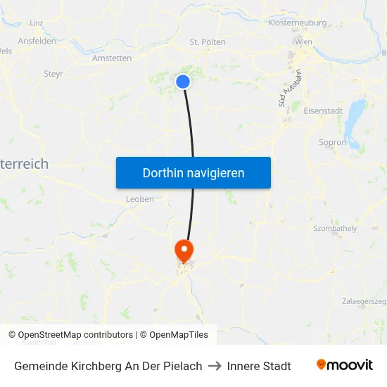 Gemeinde Kirchberg An Der Pielach to Innere Stadt map