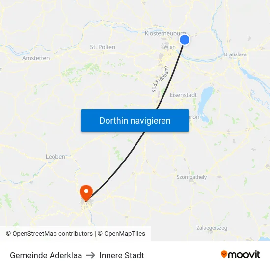Gemeinde Aderklaa to Innere Stadt map