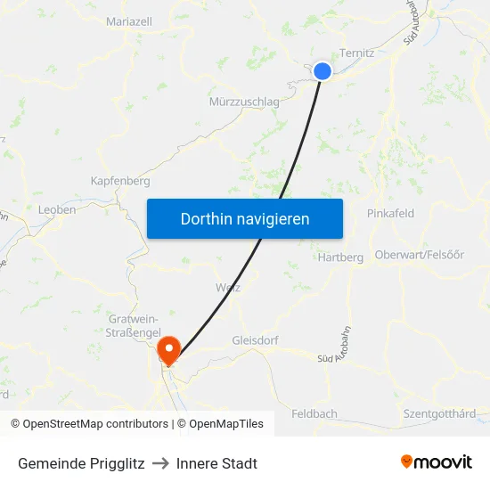Gemeinde Prigglitz to Innere Stadt map