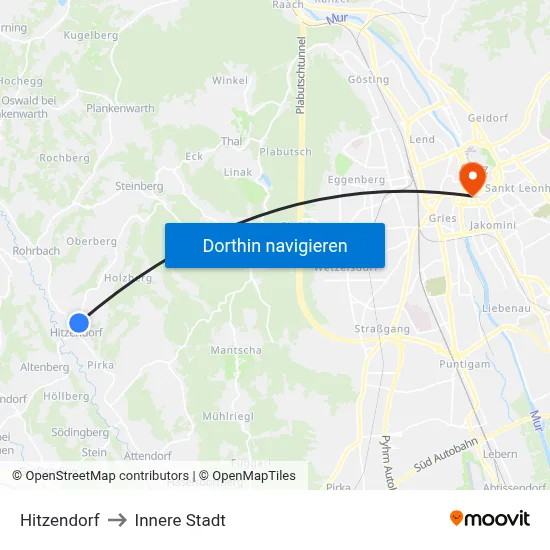Hitzendorf to Innere Stadt map