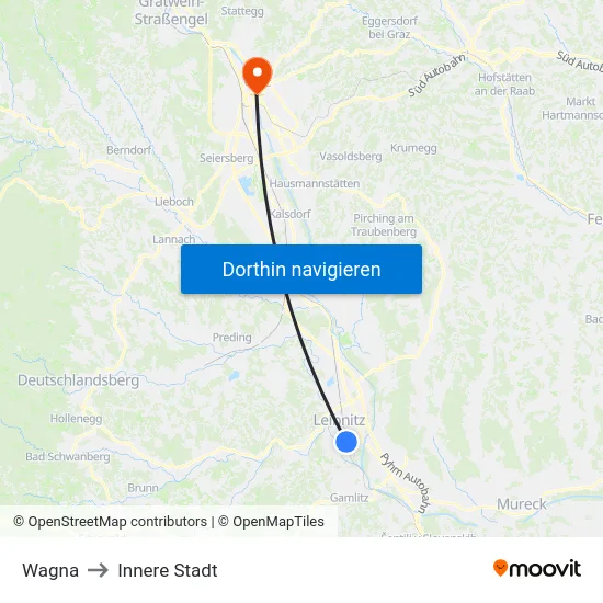 Wagna to Innere Stadt map