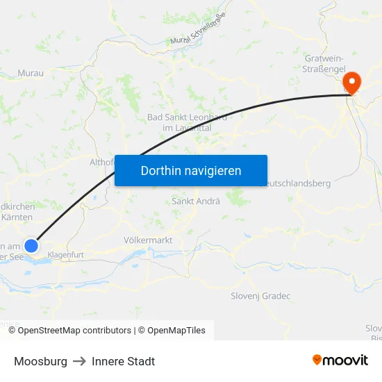 Moosburg to Innere Stadt map