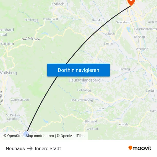 Neuhaus to Innere Stadt map