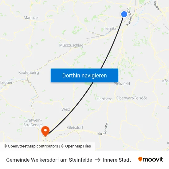 Gemeinde Weikersdorf am Steinfelde to Innere Stadt map