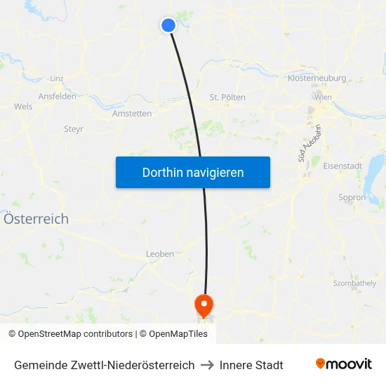 Gemeinde Zwettl-Niederösterreich to Innere Stadt map