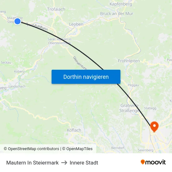 Mautern In Steiermark to Innere Stadt map