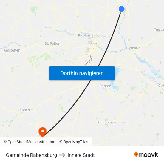 Gemeinde Rabensburg to Innere Stadt map