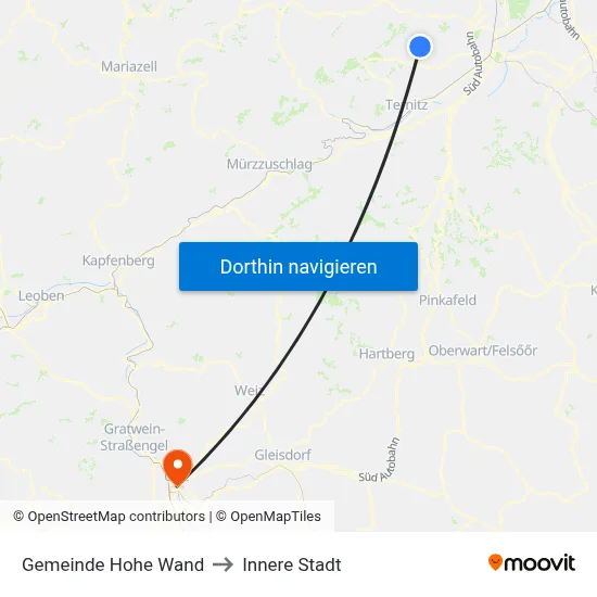 Gemeinde Hohe Wand to Innere Stadt map