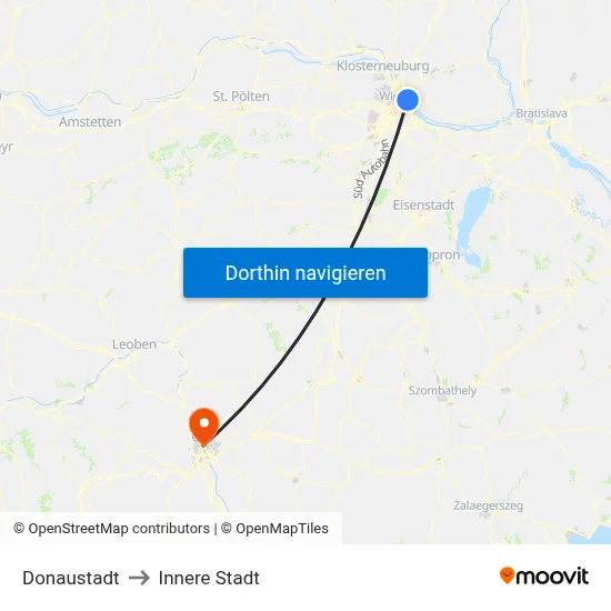 Donaustadt to Innere Stadt map