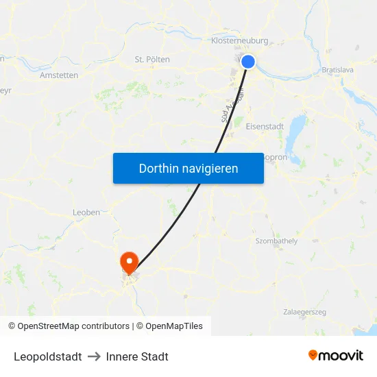 Leopoldstadt to Innere Stadt map