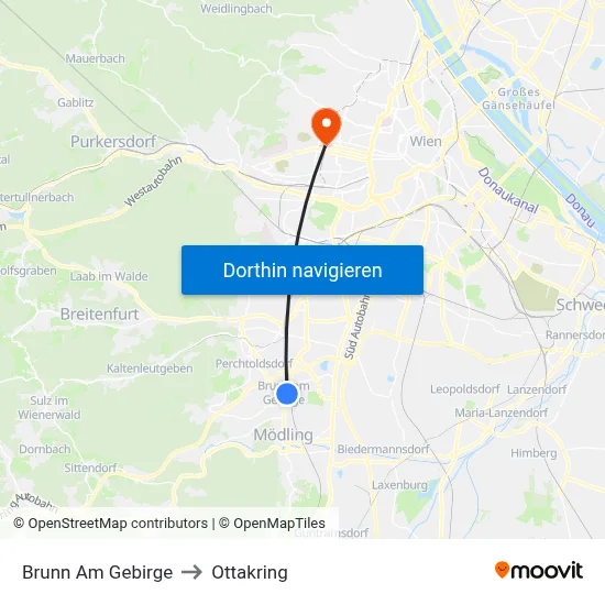 Brunn Am Gebirge to Ottakring map