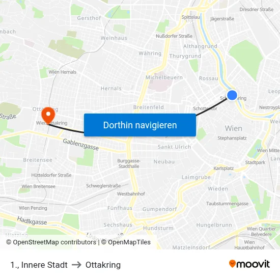 1., Innere Stadt to Ottakring map