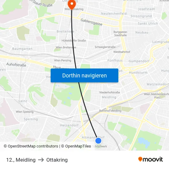 12., Meidling to Ottakring map