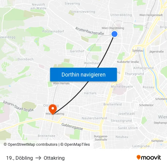 19., Döbling to Ottakring map