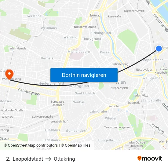 2., Leopoldstadt to Ottakring map