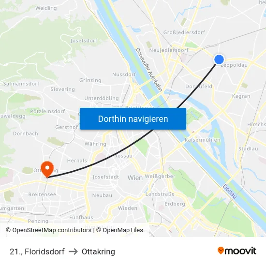 21., Floridsdorf to Ottakring map
