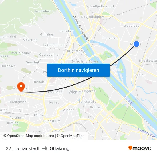 22., Donaustadt to Ottakring map