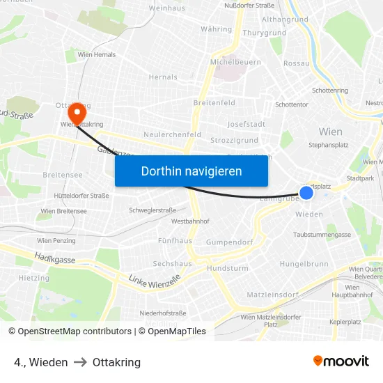 4., Wieden to Ottakring map