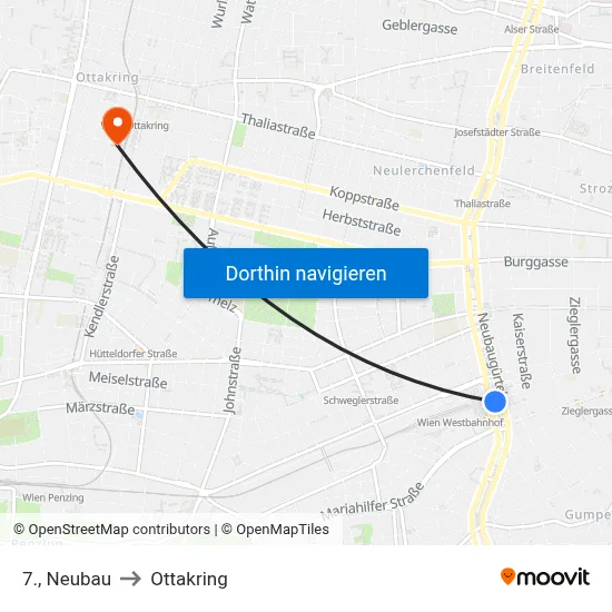 7., Neubau to Ottakring map
